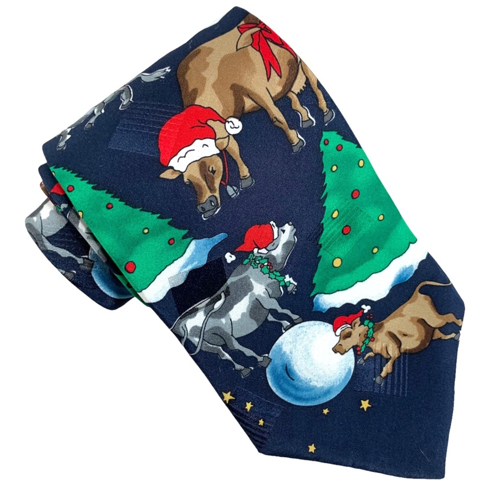 Christmas Cows - Zylos George Machado 100% Silk Tie